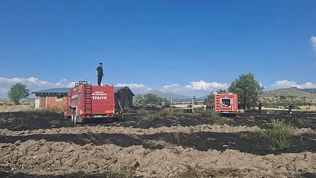 Konya'da arazi ve ahır yangını korkuttu