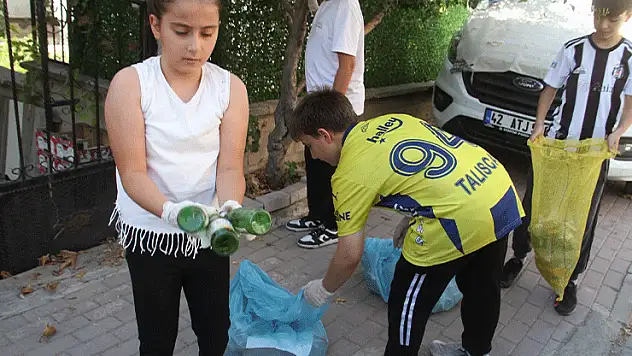 Konya'da çevreci çocuklardan örnek davranış