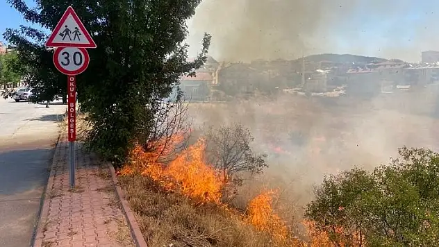 Konya'da çıkan yangın, bahçelere ulaşmadan söndürüldü