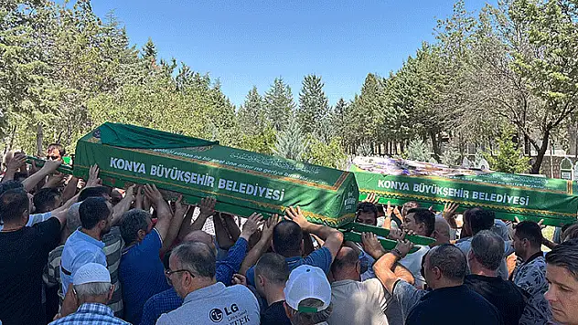 Konya'da derede boğulan kız kardeşlere acı veda