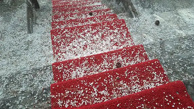 Konya'da dolu etkili oldu, bahçeler büyük zarar gördü