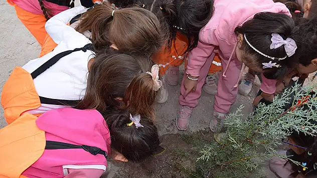 Konya'da minik eller yeşil çevre için fidan dikti