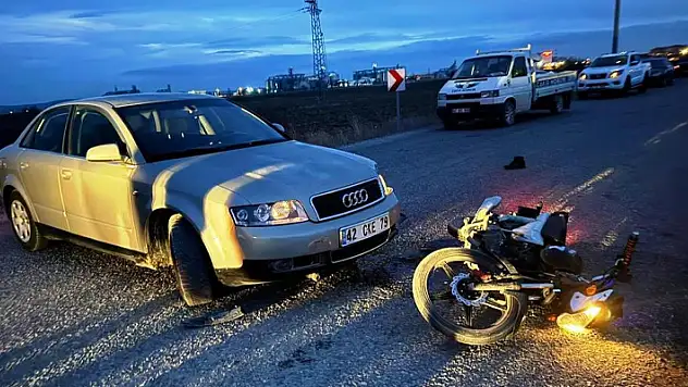 Konya'da otomobil ile motosiklet çarpıştı: 1 yaralı 
