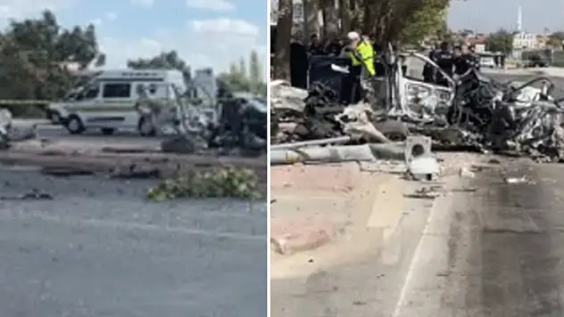 Konya'da otomobilin çarptığı araç ikiye bölündü: 1 ölü, 1 yaralı