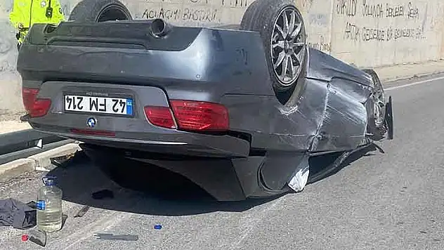 Konya'da otomobilin takla attığı kazada 4 kişi yaralandı