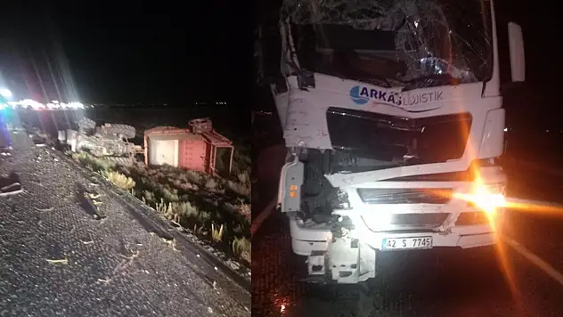 Konya'da tır traktöre bağlı tarım makinesine çarptı: 1 yaralı