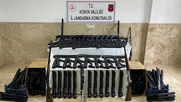 Konya'da usulsüz üretim yapılan tüfek ve parçalar ele geçirildi
