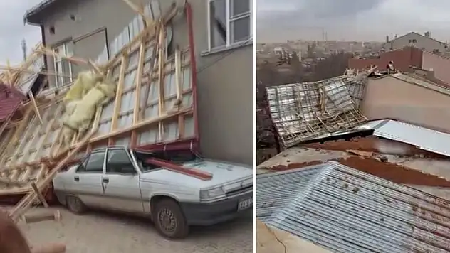 Konya'da yer yerinden oynadı: Ağaçlar ve araçlar dayanamadı