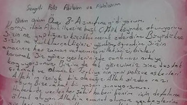 Konyalı öğrenciden Diyarbakır'da görev yapan polislere moral