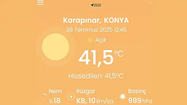 Konya'nın o ilçesinde termometre 41,5 dereceye ulaştı