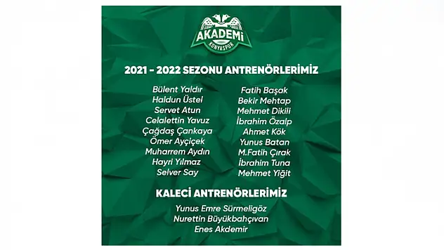 Konyaspor altyapısında 21 antrenör görev yapacak