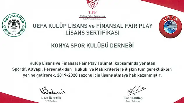 Konyaspor lisansı aldı