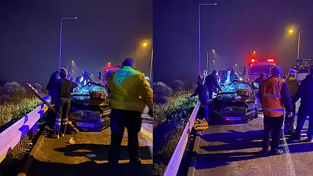 Koruma polislerinin içinde bulunduğu otomobil tıra çarptı: 1 şehit, 2 yaralı
