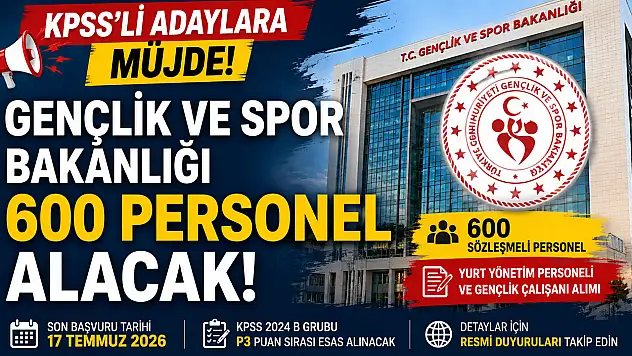 KPSS'li adaylara müjde! GSB 600 sözleşmeli personel alımı papacak