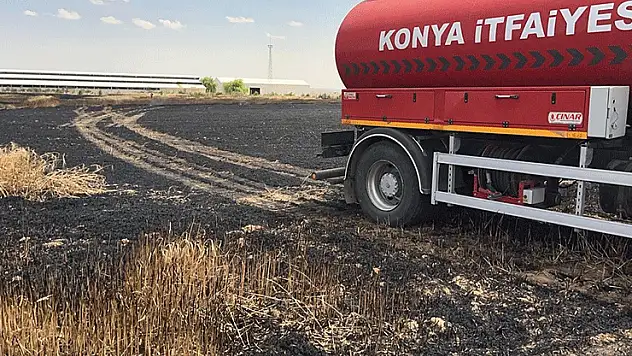 Kulu'da buğday tarlası yandı