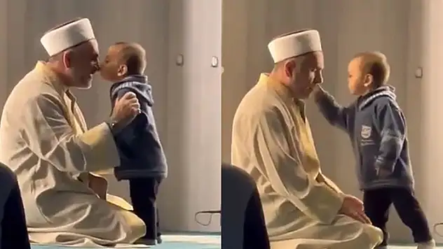 Maltepe'de dua okuyan imam ile çocuğun oyunu yürek ısıttı

