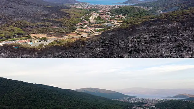 Marmaris'in yangın öncesi ve sonrası havadan görüntüleri, felaketin boyutunu gözler önüne serdi
