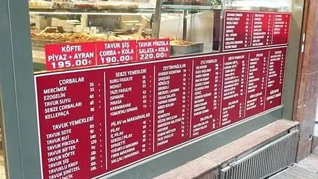 Menüye 'TL' ibaresi koymayana ceza
