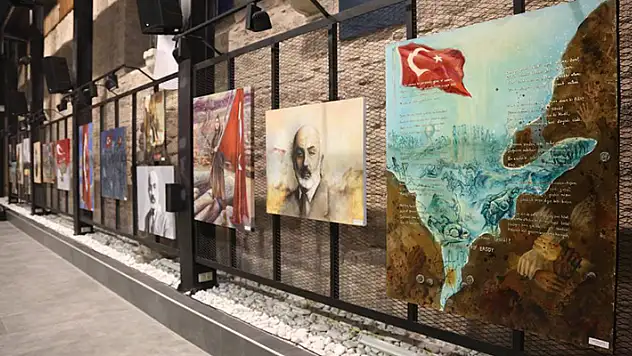 Meram'da İstiklal Marşı'nın 100. yılında resim sergisi açıldı
