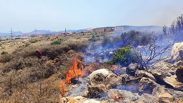 Mersin'de makilik alanda çıkan yangına müdahale ediliyor
