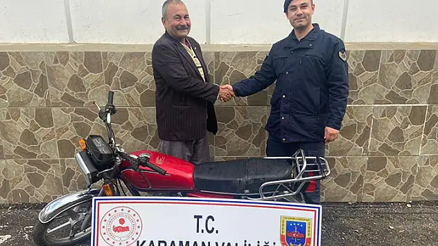 Mersin'den 4 yıl önce çalınan motosiklet Karaman'da bulundu
