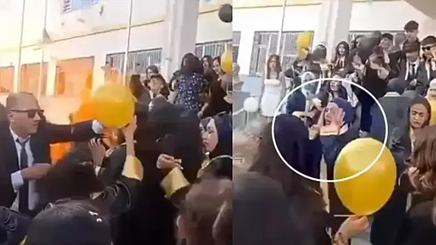 Mezuniyet töreninde helyum gazlı balonlar bomba gibi patladı: 8 öğrenci yaralandı
