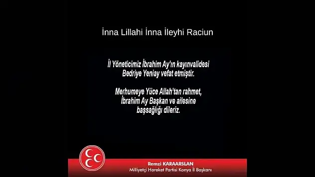 MHP Konya'nın acı günü