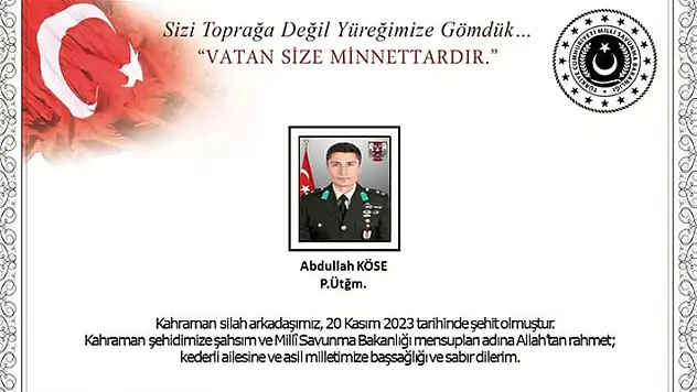 MSB acı haberi duyurdu! Pençe-Kilit operasyonunda 1 asker şehit oldu