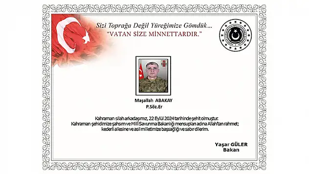MSB: Pençe-Kilit bölgesinde 1 asker şehit oldu
