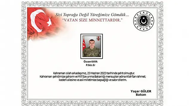 MSB: Taciz ateşiyle yaralanan asker şehit oldu