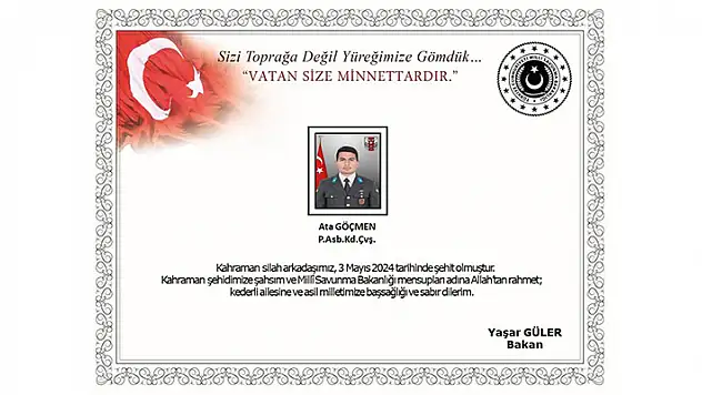 MSB: Yıldırım düşmesi sonucu yaralanan astsubay şehit oldu
