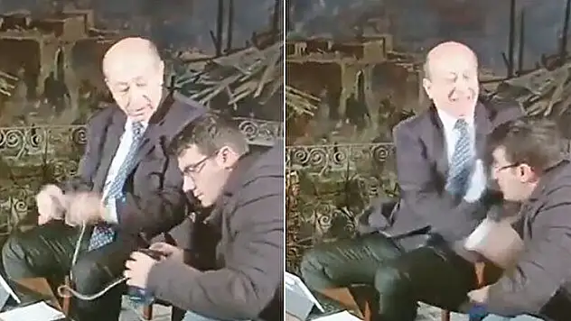 Muharrem Sarıkaya kamera önünde muhabir tokatladı