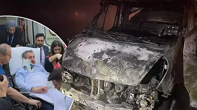 Mustafa Destici'nin makam aracını taşıyan çekici yandı
