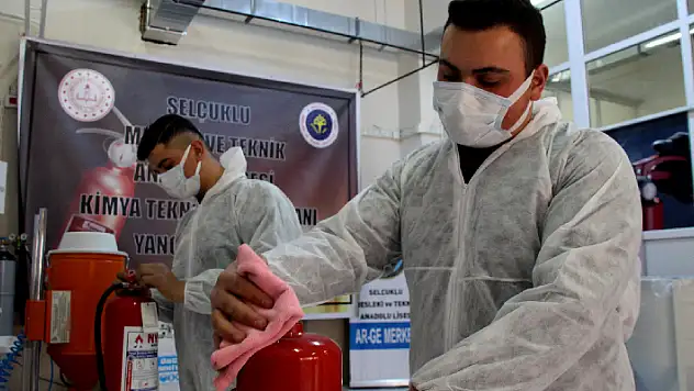 Okulların yangın söndürme tüpünün dolum ve bakımını Konya'daki lise yapacak
