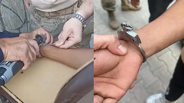 Önce kendini kelepçeledi sonra yardım istedi!
