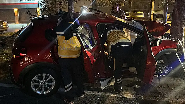 Otomobil, ağaca çarptı 1'i ağır 3 yaralı
