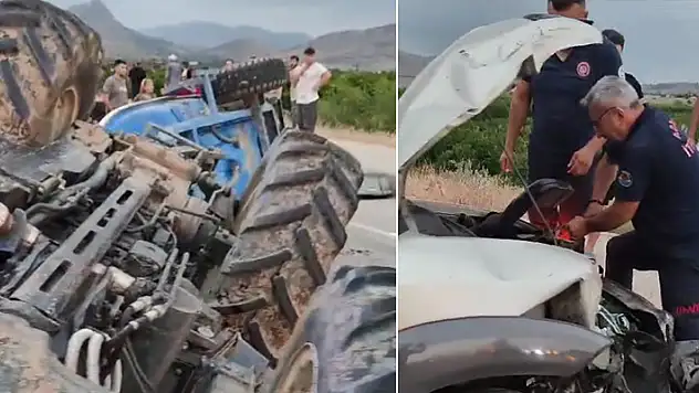 Otomobil ile traktör çarpıştı: 3 yaralı
