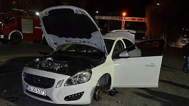 Otomobile giren yılanı itfaiye ekipleri çıkardı