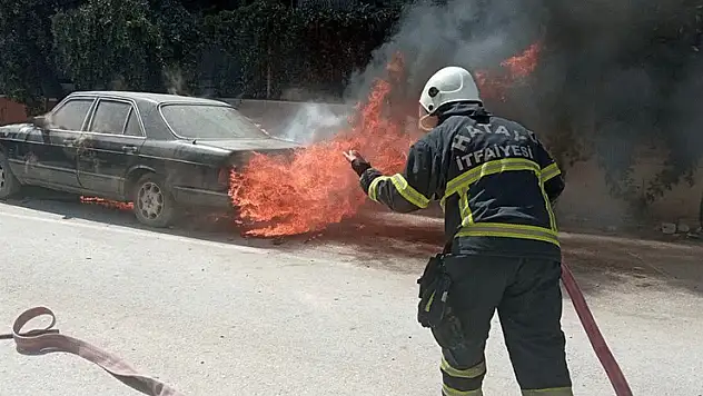 Park halindeki Mercedes alevlere teslim oldu