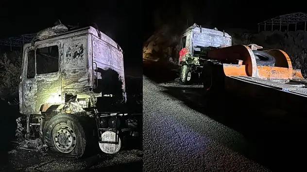 Park halindeki tırı yaktılar, o anları kameraya çektiler! 