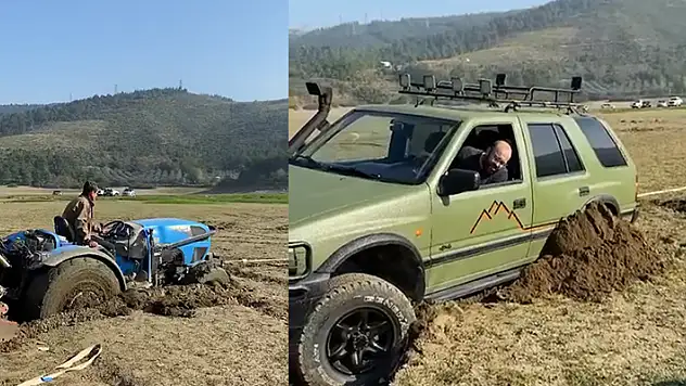 Pikniğe giden bataklığa saplandı, onları kurtarmaya gidenler de mahsur kaldı