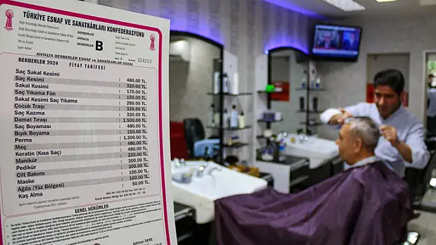 Saç sakal kesimi, 'lüks' tarifedeki berberlerde bin 100 lira