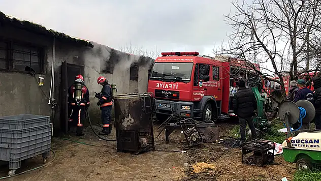 Samanlık ve ahır yangınında 9 büyükbaş öldü

