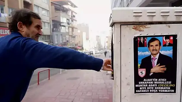Samsun'da ilginç olay: Esnaftan 'muhtar adayı değilim' afişi
