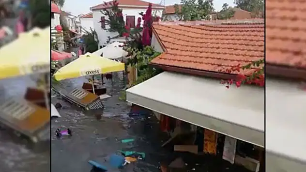 Seferihisar'da tsunami: Sokakları deniz suyu bastı