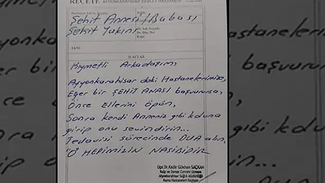 Şehit annesine yazdığı reçete gözyaşlarına boğdu