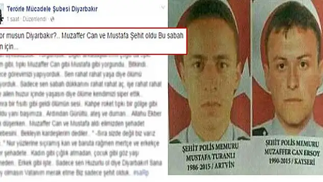 Şehit polislerin meslektaşlarından yürek dağlayan mesaj