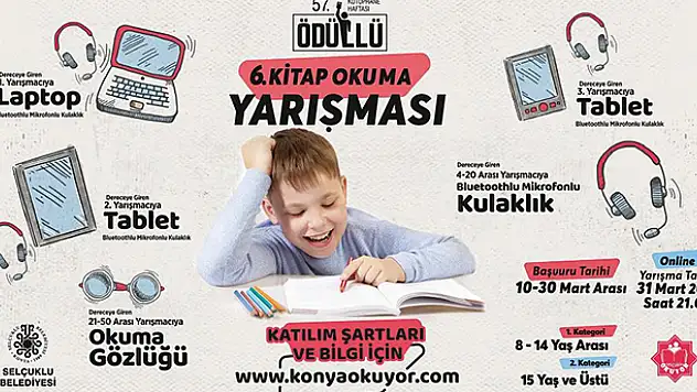 Selçuklu Belediyesi online kitap okuma yarışmasına başvuruda son 2 gün