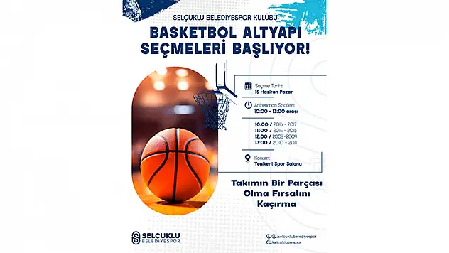 Selçuklu'da altyapı seçmeleri yapılacak
