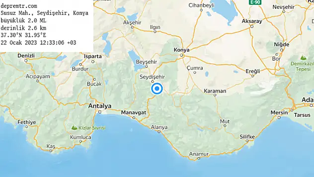 Seydişehir'de deprem oldu